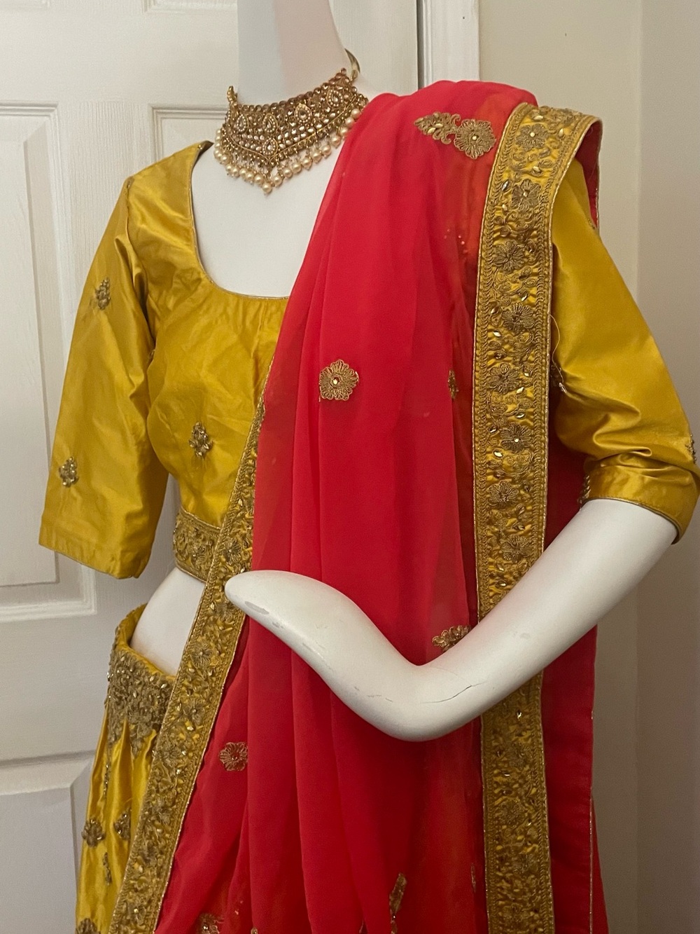 Beautiful Yellow Embellished Lengha set with Matching Blouse and dupatta